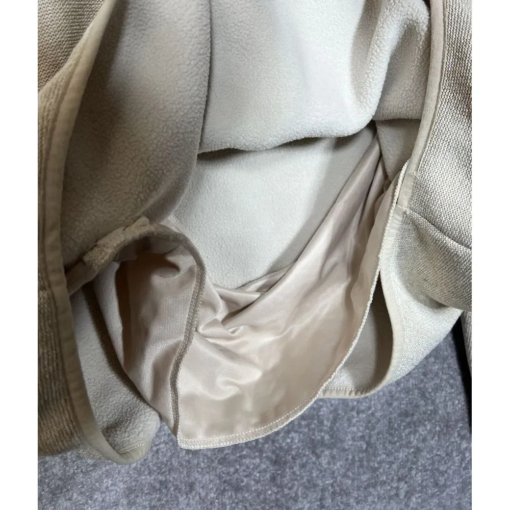 Eddie Bauer 1/4 Snap Fleece Lined‎ Sweater Mens Size XXL Beige Kangaroo Pocket